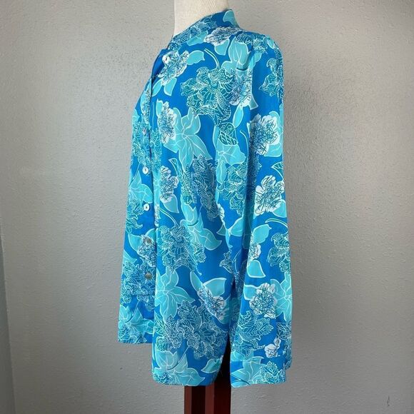 Draper’s & Damon’s Floral Collarless Button Down Shirt Size XL EUC - Picture 4 of 7